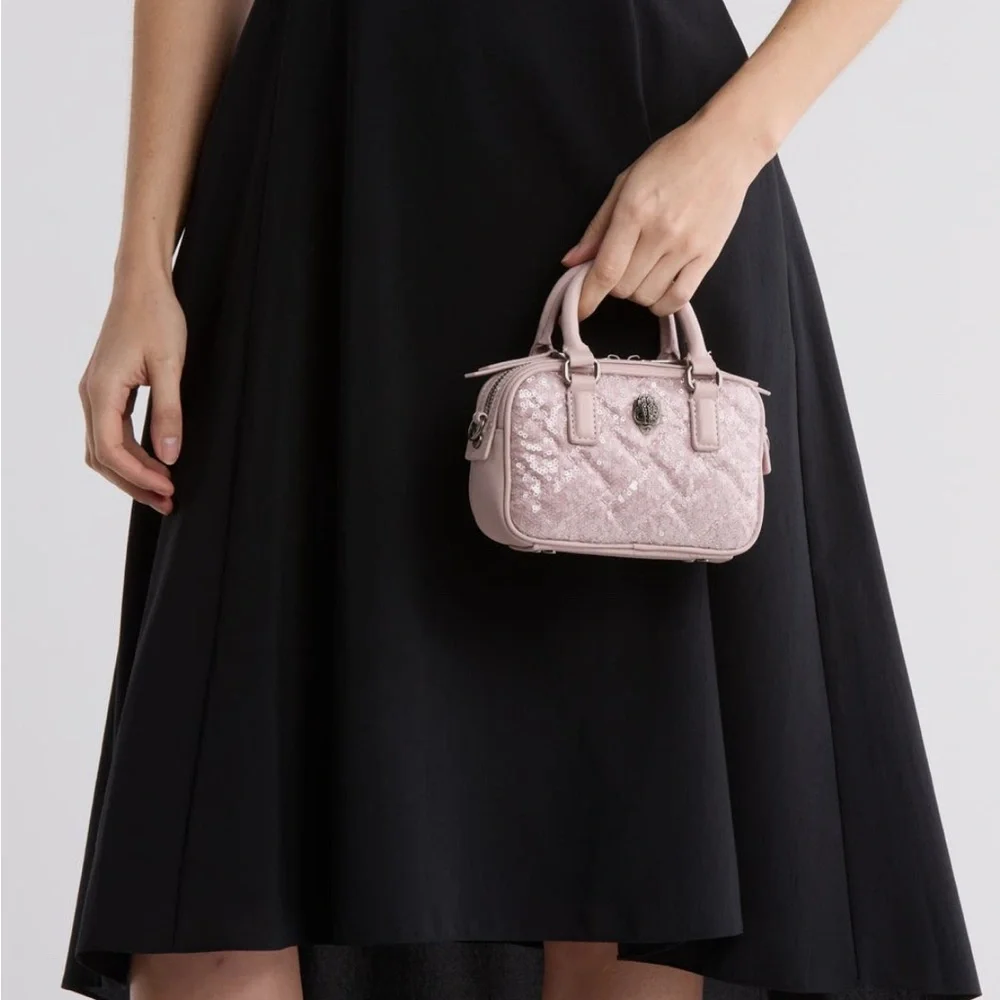 New Kurt Geiger Mini Kensington Duffle Sequin Bag in Lilac w Dustbag - Picture 6 of 6